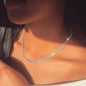 Tennis Necklace GRA Certified Moissanite D/VVS1 Sterling Silver 20" 15.70-Carats